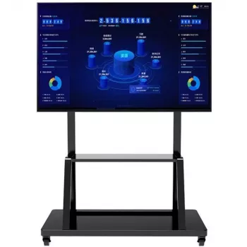 Pārnēsājams plakanā paneļa grīdas statīvs TECHLY Signage Display Mount ICA-TR30 — 55 līdz 100 collu ekrāniem, VESA 1200x600, maks. slodze 150 kg, riteņi, melns