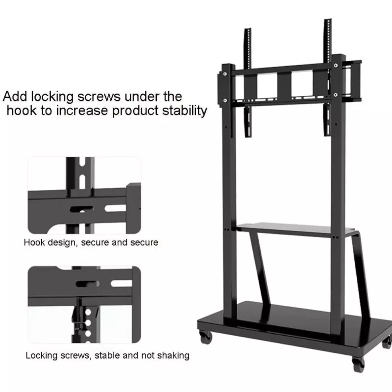 Pārnēsājams plakanā paneļa grīdas statīvs TECHLY Signage Display Mount ICA-TR30 — 55 līdz 100 collu ekrāniem, VESA 1200x600, maks. slodze 150 kg, riteņi, melns