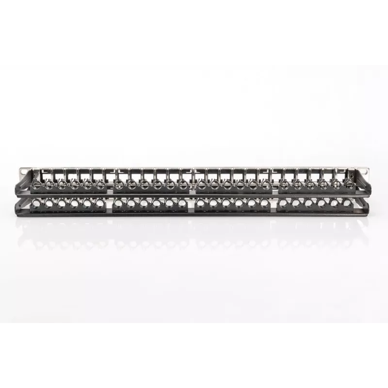 DIGITUS Modular Patch Panel, shielded 48-port, label field, 1U, rack mount, color Melns RAL 9005