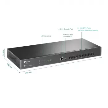 TP-Link Omada 8 portu 10GE SFP+ L2+ pārvaldāms slēdzis