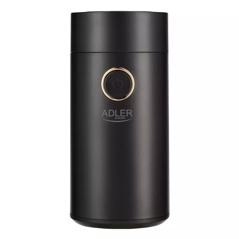 Adler AD 4446bg kafijas dzirnaviņas ar konusveida dzirnakmeņiem — 150 W, 75 g pupiņu tvertne, nerūsējošā tērauda dzirnakmeņi, pogas vadība, melna