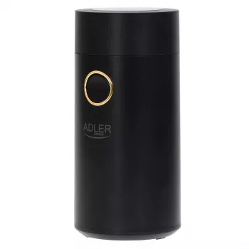 Adler AD 4446bg kafijas dzirnaviņas ar konusveida dzirnakmeņiem — 150 W, 75 g pupiņu tvertne, nerūsējošā tērauda dzirnakmeņi, pogas vadība, melna