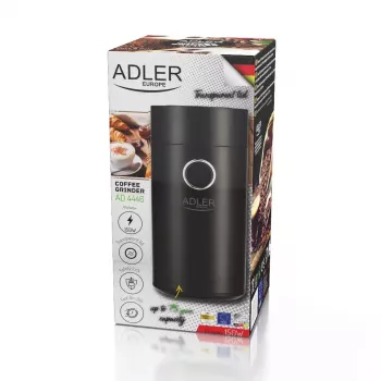 Burr grinder Adler AD4446BS — 150 W, stainless steel burrs, 75 g bean hopper, Melns