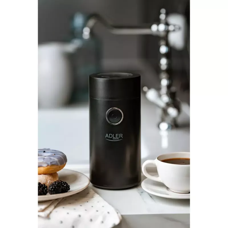 Burr grinder Adler AD4446BS — 150 W, stainless steel burrs, 75 g bean hopper, Melns