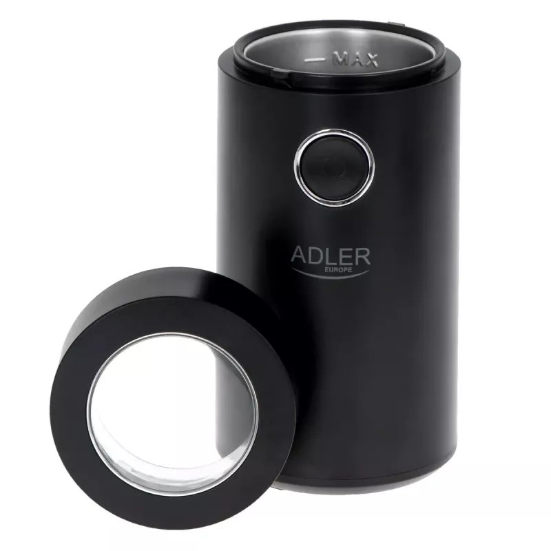 Burr grinder Adler AD4446BS — 150 W, stainless steel burrs, 75 g bean hopper, Melns