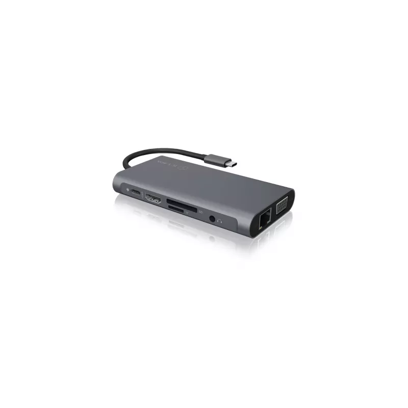 ICY BOX IB-DK4040-CPD Vadu USB 3.2 Gen 1 (3.1 Gen 1) Type-C Antracīts, Melns