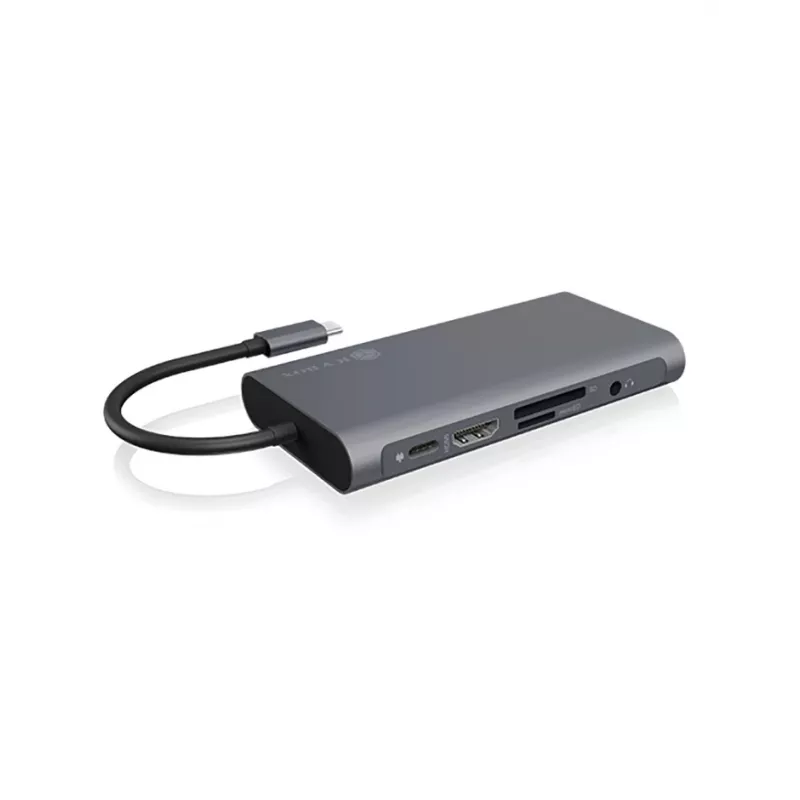 ICY BOX IB-DK4040-CPD Vadu USB 3.2 Gen 1 (3.1 Gen 1) Type-C Antracīts, Melns