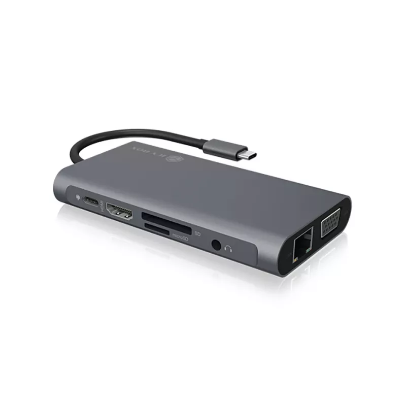 ICY BOX IB-DK4040-CPD Vadu USB 3.2 Gen 1 (3.1 Gen 1) Type-C Antracīts, Melns