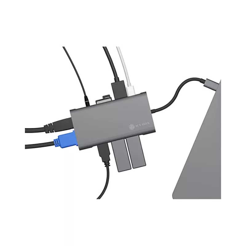 ICY BOX IB-DK4040-CPD Vadu USB 3.2 Gen 1 (3.1 Gen 1) Type-C Antracīts, Melns
