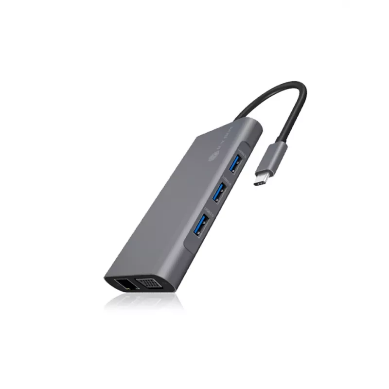 ICY BOX IB-DK4040-CPD Vadu USB 3.2 Gen 1 (3.1 Gen 1) Type-C Antracīts, Melns