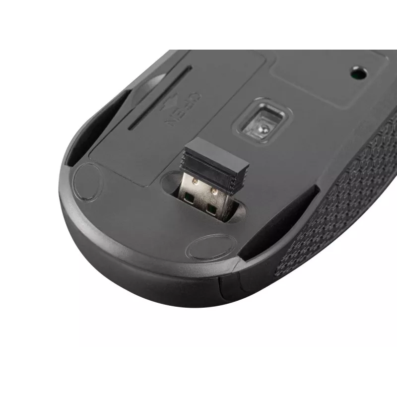 Bezvadu optiskā pele NATEC Jay 2 RF — 2.4 GHz, 1600 DPI, abpusēja, 4 pogas, melna