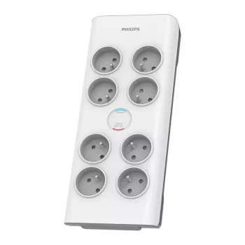 Philips SPN7080WA/60 pārsprieguma aizsargs Balts 8 maiņstrāvas kontaktligzdas 2 m
