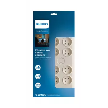 Philips SPN7080WA/60 pārsprieguma aizsargs Balts 8 maiņstrāvas kontaktligzdas 2 m