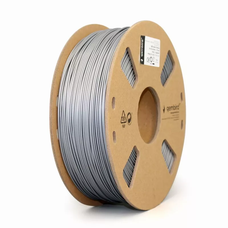 GEMBIRD ABS kvēldiegs – sudrabains – 1,75 mm – 1 kg