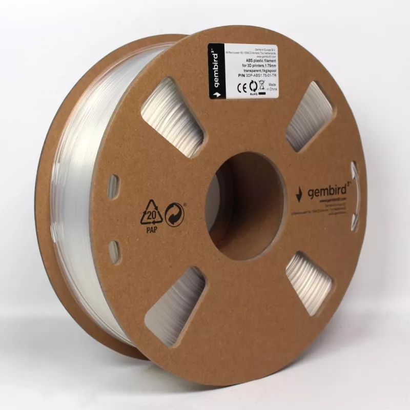 3D drukas materiāls ABS Gembird 3DP-ABS1.75-01-TR Balts 1 kg