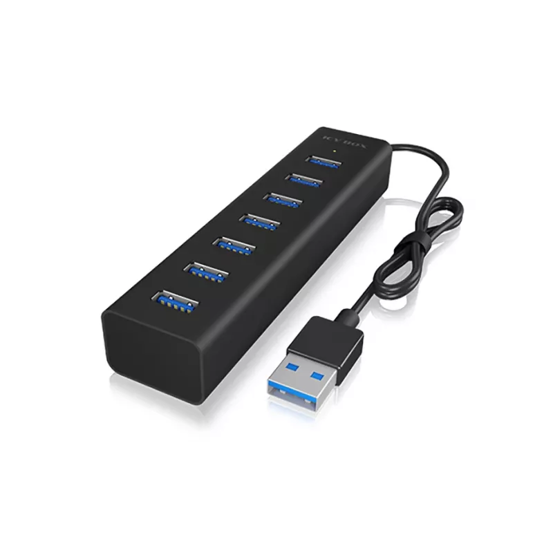 ICY BOX IB-HUB1700-U3 USB 3.2 Gen 1 (3.1 Gen 1) Type-A 5000 Mbit/s Melns