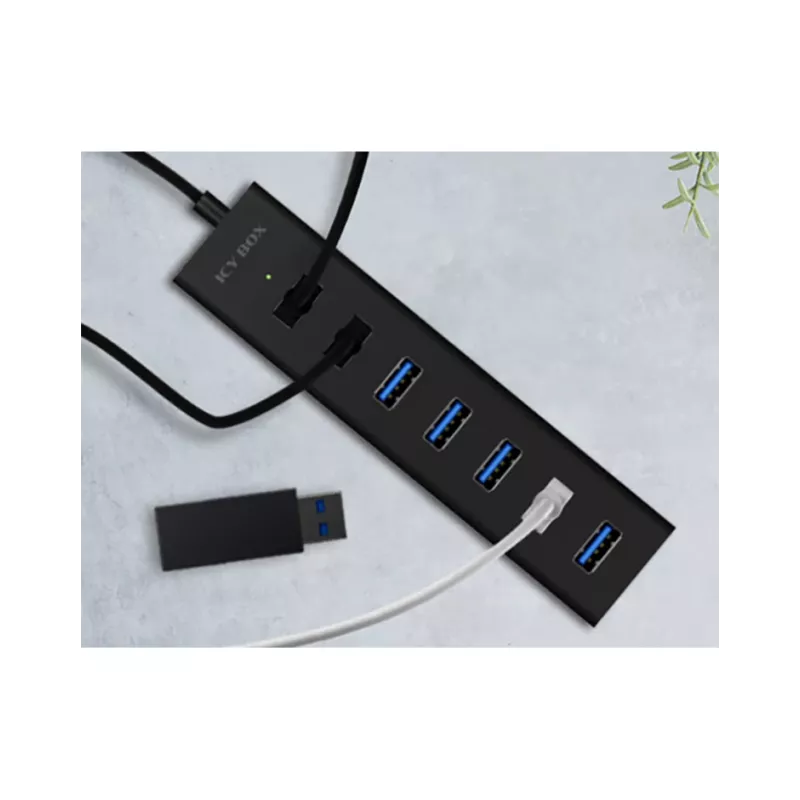 ICY BOX IB-HUB1700-U3 USB 3.2 Gen 1 (3.1 Gen 1) Type-A 5000 Mbit/s Melns
