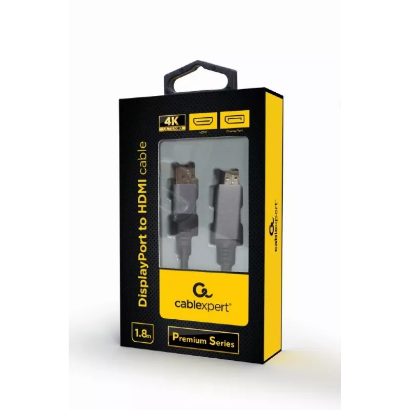 Video kabeļa adapteris Gembird CC-DP-HDMI-4K-6 — DisplayPort uz HDMI Type A, 1,8 m, 4K, melns