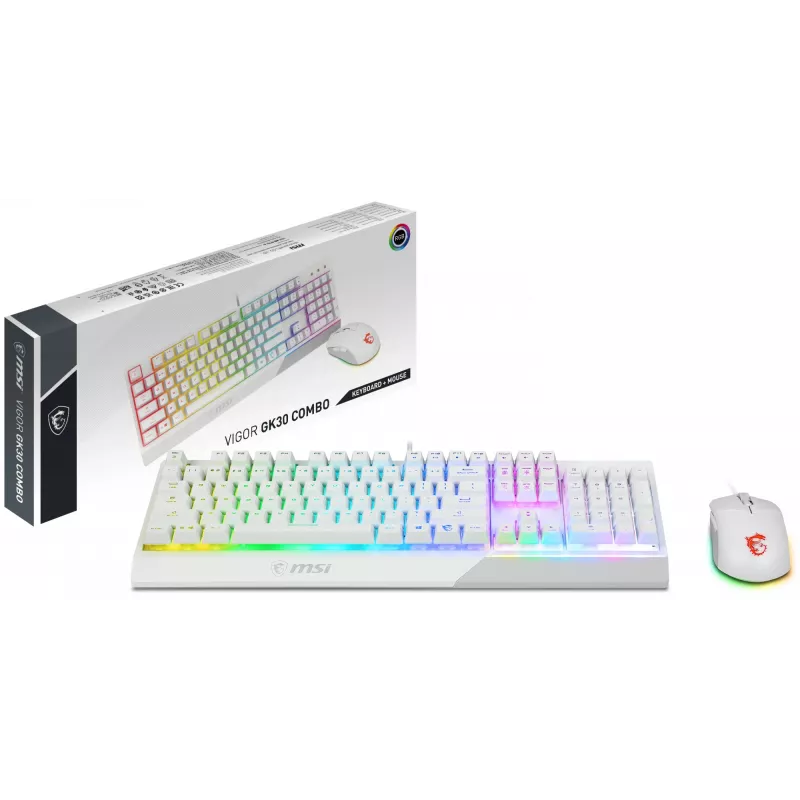 Spēļu tastatūras un peles komplekts MSI VIGOR GK30 COMBO WHITE