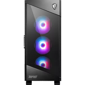 PC korpuss MSI MPG VELOX 100R Mid Tower Melns — ATX, 7 paplašināšanas sloti, 2×3.5 collu vietas, 2×2.5 collu vietas, USB-C