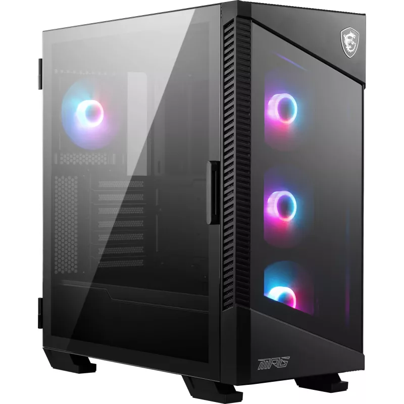 PC korpuss MSI MPG VELOX 100R Mid Tower Melns — ATX, 7 paplašināšanas sloti, 2×3.5 collu vietas, 2×2.5 collu vietas, USB-C