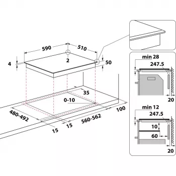 Whirlpool WS S4060 BF Melns Iebūvējams 60 cm Zonu indukcijas plīts 4 zonas