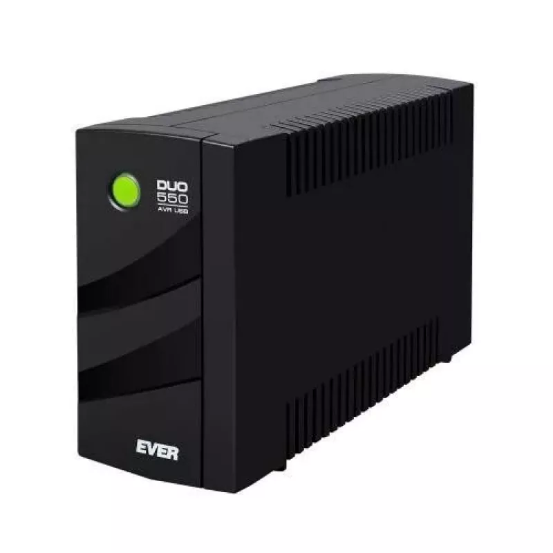 Nepārtrauktās barošanas bloks EVER DUO 550 PL AVR USB 550VA, 0,55 kVA / 330 W, Line-Interactive, 3×C13 kontaktligzdas, 12V 5Ah akumulators