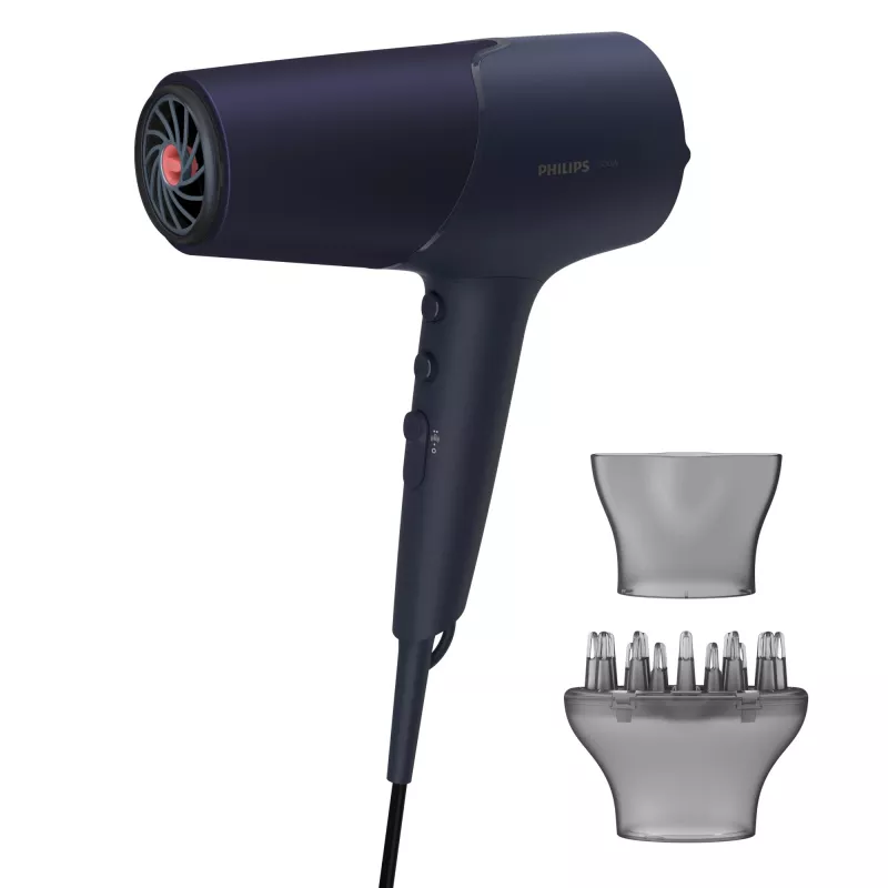 Matu žāvētājs Philips 5000 series BHD510/00, 2300 W, 6 karstuma/6 ātruma, jonizācija, aukstā gaisa padeve, koncentratora uzgalis un difuzors, tumši zils, 1,8 m vads