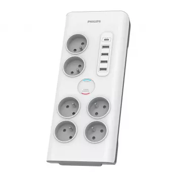 Philips SPN7060WA/60 pārsprieguma aizsargs balts 6 maiņstrāvas kontaktligzdas 2 m
