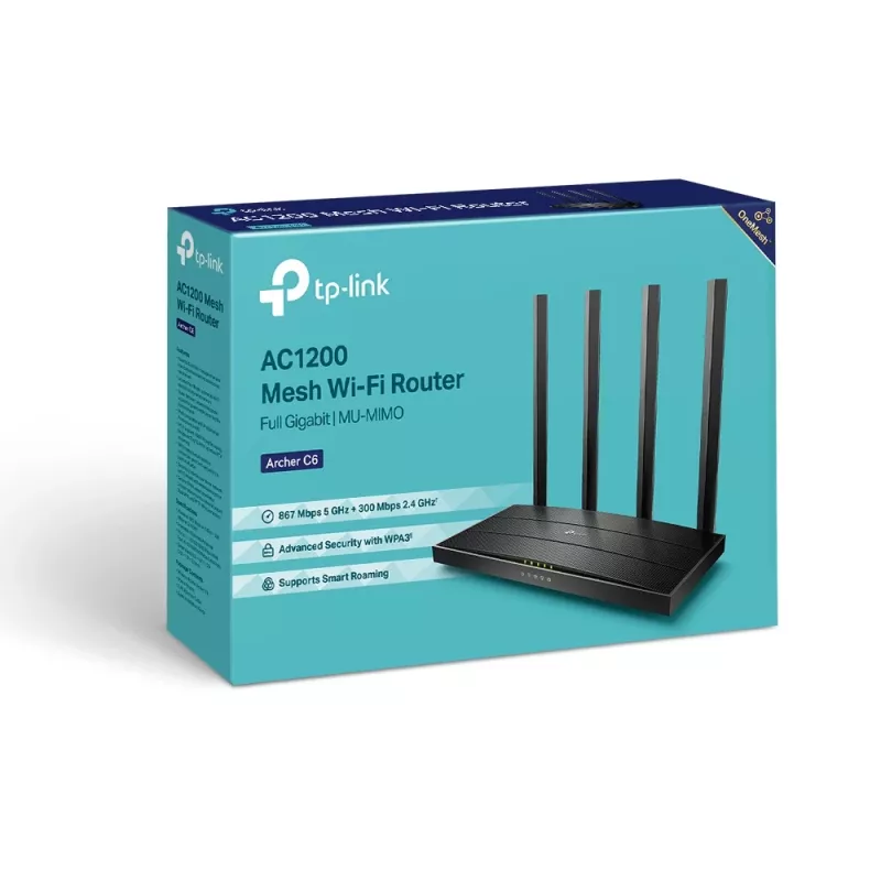 TP-Link Archer C6 bezvadu maršrutētājs Fast Ethernet Divjoslu (2.4 GHz / 5 GHz) Balts