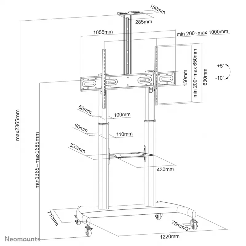 Neomounts PLASMA-M1950E TV statīvs 60–100 collas