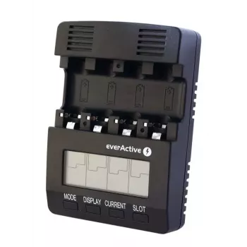 Bateriju lādētājs everActive NC-3000 — universāls lādētājs AA/AAA/C/D (4 šūnu) melns, 100–240V