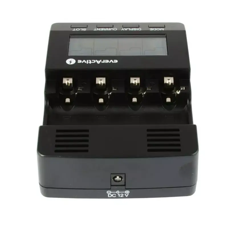 Bateriju lādētājs everActive NC-3000 — universāls lādētājs AA/AAA/C/D (4 šūnu) melns, 100–240V