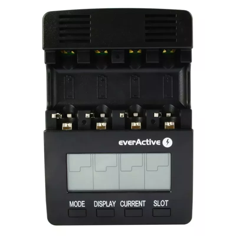Bateriju lādētājs everActive NC-3000 — universāls lādētājs AA/AAA/C/D (4 šūnu) melns, 100–240V