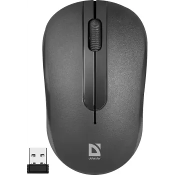 Bezvadu optiskā pele DEFENDER HIT MM-495 RF, abpusēja, 1600 DPI, USB RF uztvērējs, melna