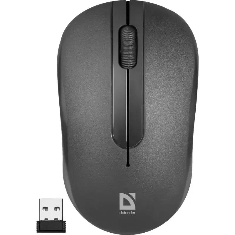 Bezvadu optiskā pele DEFENDER HIT MM-495 RF, abpusēja, 1600 DPI, USB RF uztvērējs, melna