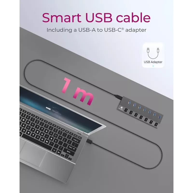 ICY BOX IB-HUB1701-C3 USB 3.2 Gen 1 (3.1 Gen 1) Type-B 5000 Mbit/s Antracīts