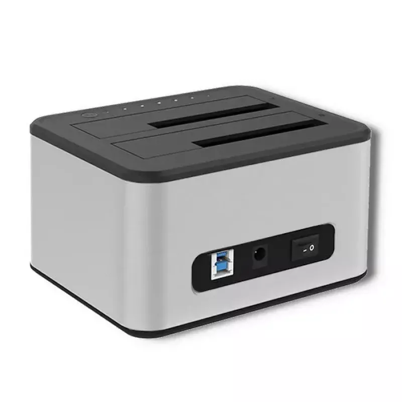 Dokstacija QOLTEC 5316 2x 2.5/3.5 collu HDD/SSD, SATA, USB 3.0 (5 Gb/s), alumīnija korpuss