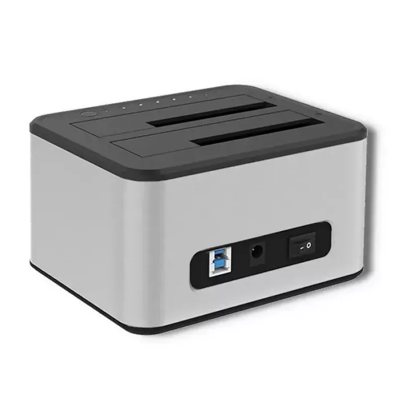 Dokstacija QOLTEC 5316 2x 2.5/3.5 collu HDD/SSD, SATA, USB 3.0 (5 Gb/s), alumīnija korpuss