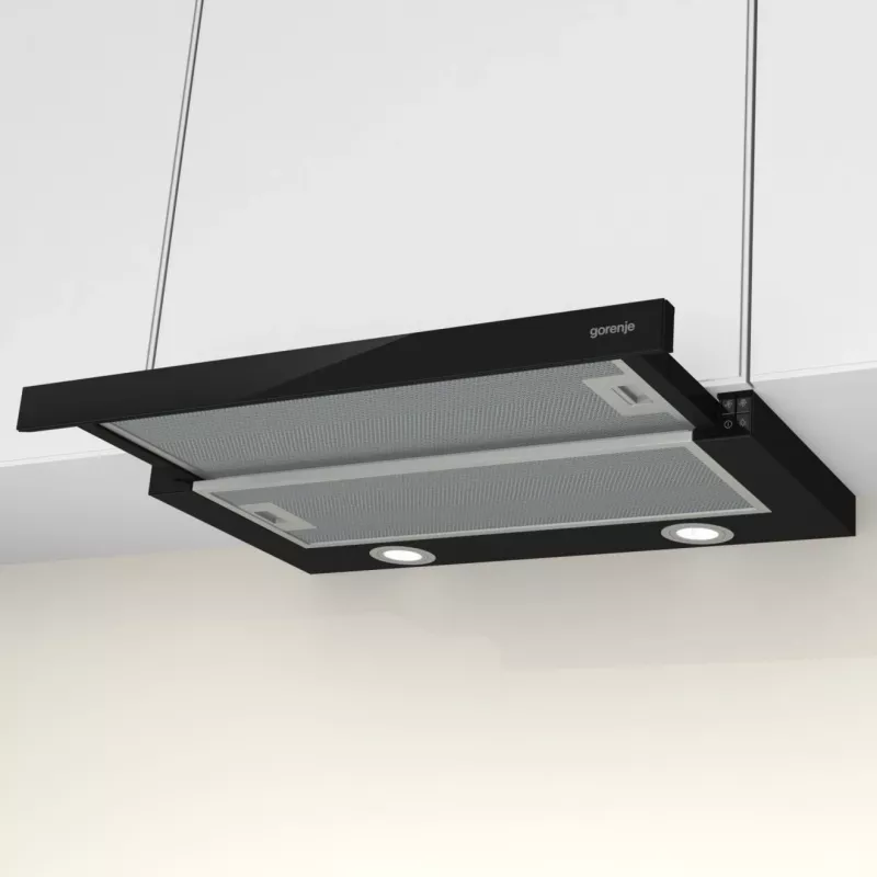Gorenje TH62E4BG Daļēji iebūvējams (izvelkams) Melns 450 m³/h