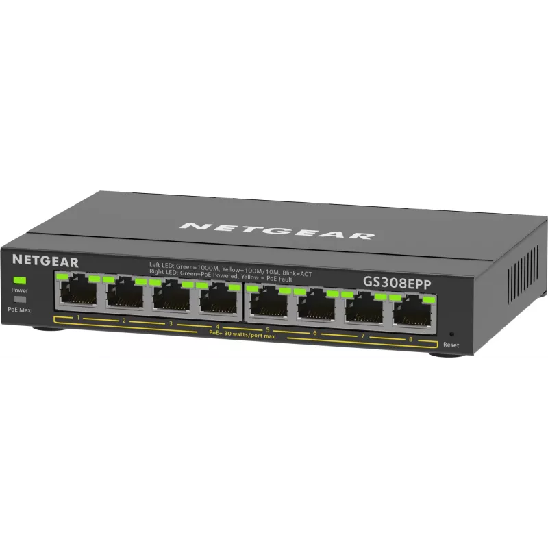 NETGEAR 8 portu Gigabit Ethernet PoE+ slēdzis (GS308EPP)