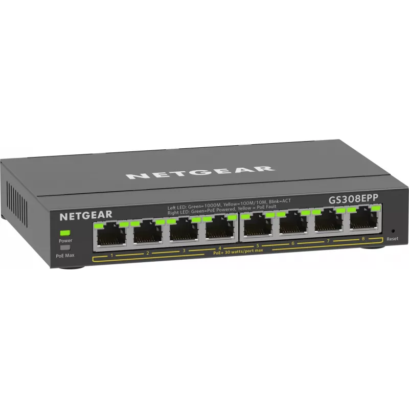 NETGEAR 8 portu Gigabit Ethernet PoE+ slēdzis (GS308EPP)