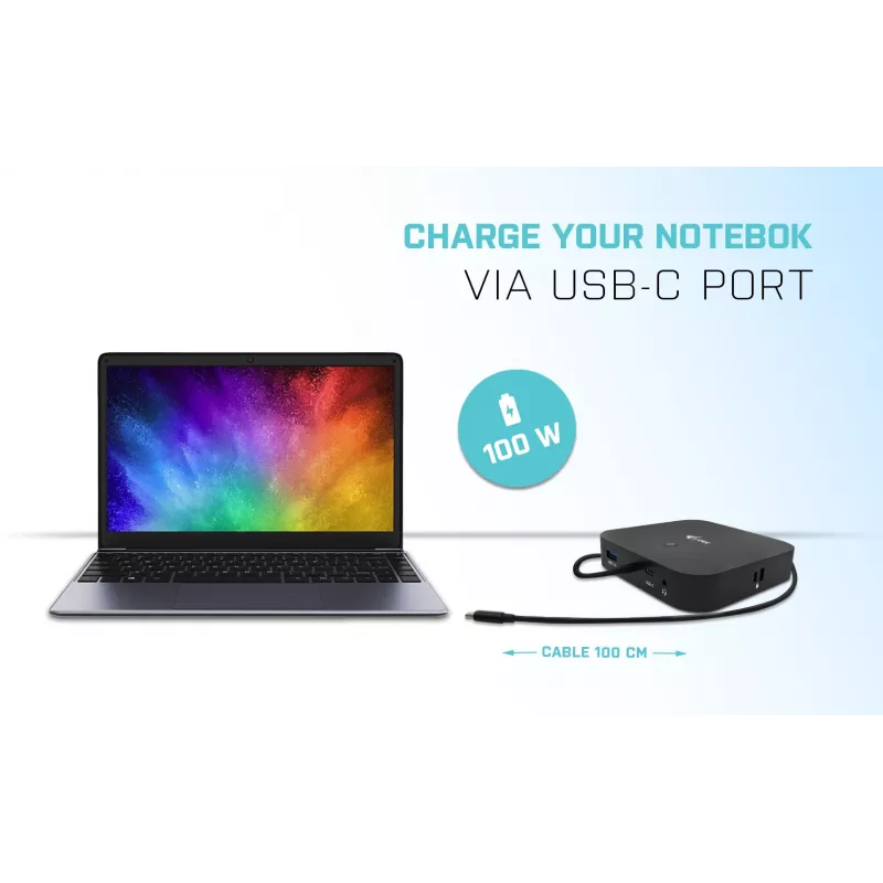 i-tec USB-C HDMI DP dokstacija ar strāvas padevi 100 W