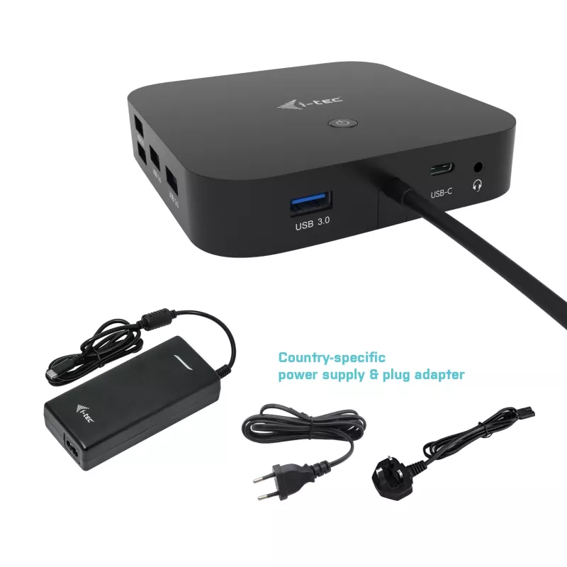 i-tec USB-C HDMI DP dokstacija ar strāvas padevi 100 W + universāls lādētājs 100 W
