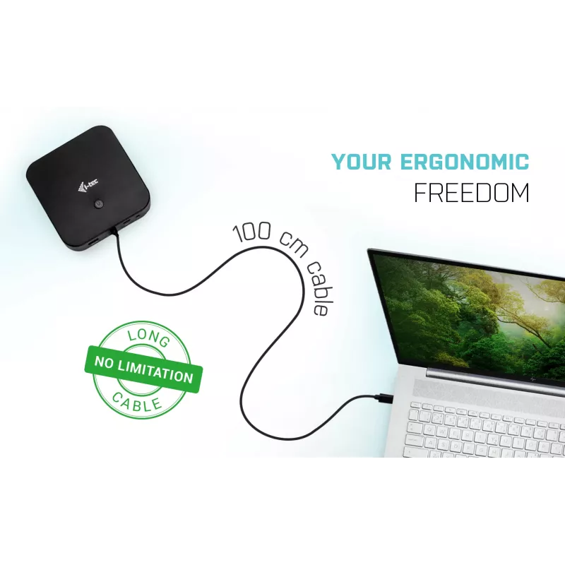 i-tec USB-C HDMI DP dokstacija ar strāvas padevi 100 W + universāls lādētājs 100 W