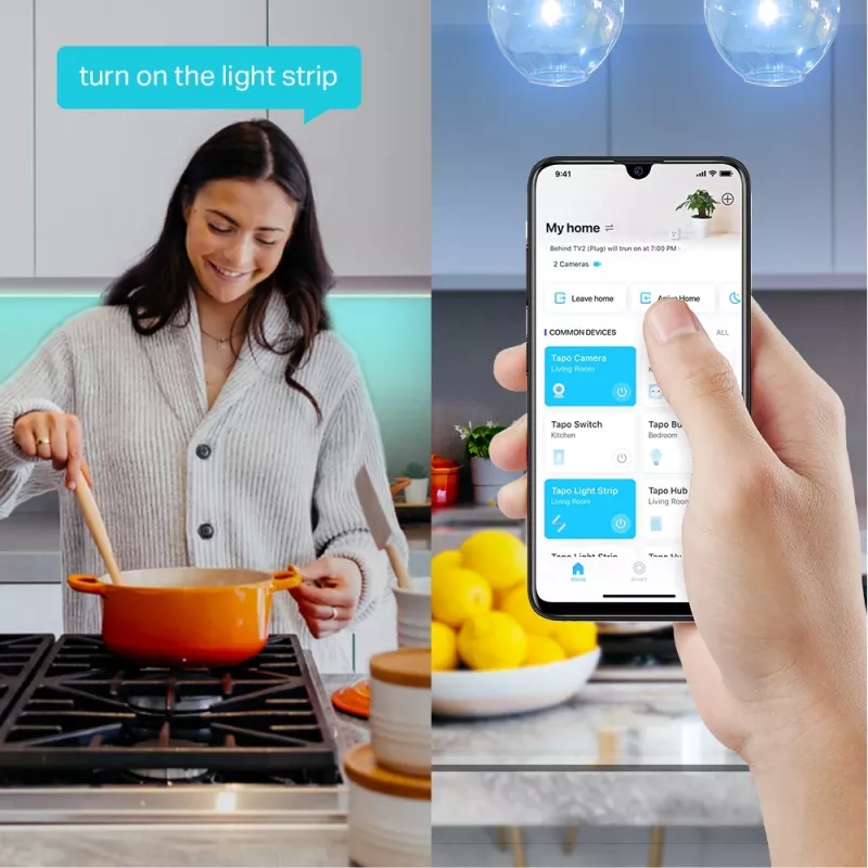 TP-Link Tapo Smart Wi-Fi gaismas lente, universāla lentes gaisma, atmosfēra, iekštelpām/ārtelpām, līmlente, daudzkrāsaina, mainīga