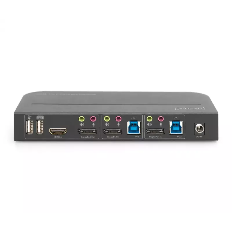 DIGITUS KVM slēdzis, 2x1 DP, DP/HDMI izeja, USB 4Kx2K@60Hz