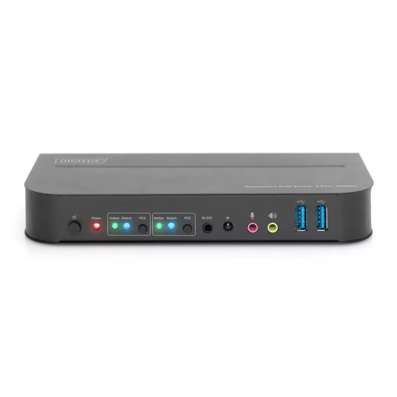 DIGITUS KVM slēdzis, 2x1 DP, DP/HDMI izeja, USB 4Kx2K@60Hz