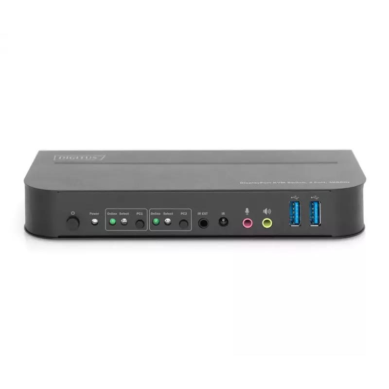 DIGITUS KVM slēdzis, 2x1 DP, DP/HDMI izeja, USB 4Kx2K@60Hz