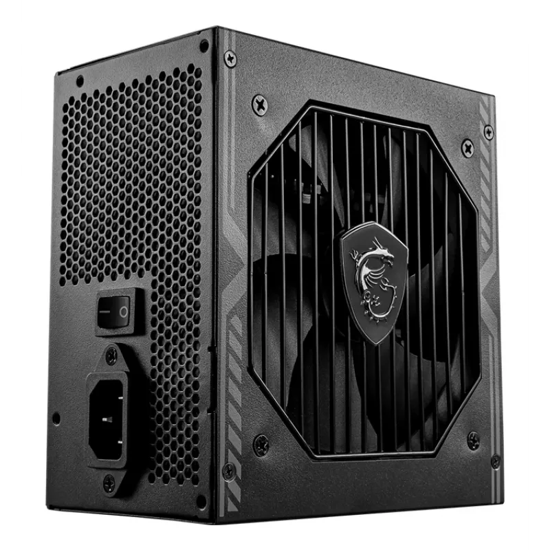 MSI MAG A550BN UK barošanas bloks '550W, 80 Plus Bronze sertificēts, 12V viena sliede, līdzstrāvas-līdzstrāvas ķēde, 120mm ventilators, nemodulārs, apvalkotie kabeļi, ATX barošanas bloks, UK strāvas vads, melns'